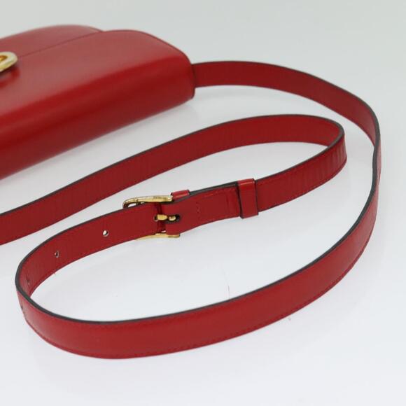 CELINE Shoulder Bag Leather Red Gold - Picture 7 of 13